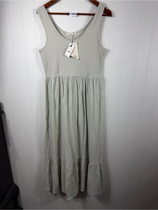 Salty Lemon Dresses & Skirts - Salty Lemon Ribbed Tank Maxi Dress Artichoke Green Tiered Boho NWT 1XL